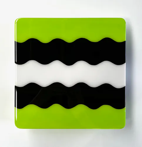 A contemporary resin coated artwork of green Allsorts lolly by New Zealand artist Clint C, available from The Little Gallery Tairua